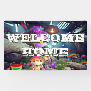 Welcome Home custom Mushrooms and Fairies Banner
