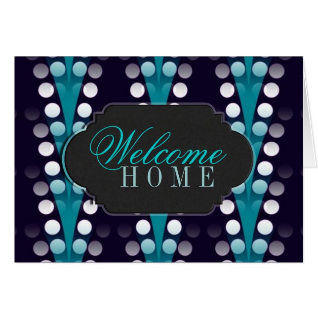 Welcome Home customisable card Teal Sparkle Style (Front Horizontal)