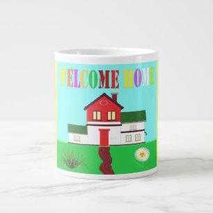 Welcome home cute house brite colours large coffee mug