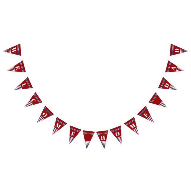 Welcome Home Dad Classic Red White Blue Stripes Bunting (All)