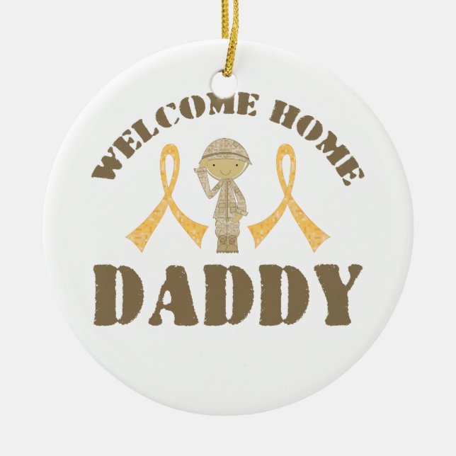 Welcome Home Daddy Ceramic Tree Decoration (Front)