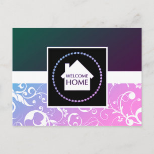 welcome home damask postcard