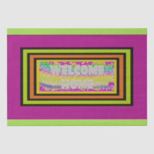 welcome home design purple green red bordered lat tissue paper