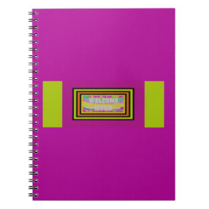welcome home design purple green red bordered      notebook