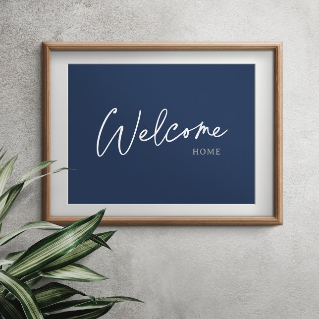 Welcome Home Elegant Ink Script Modern Simple Poster (Several sizes to choose from. Frame not included.)