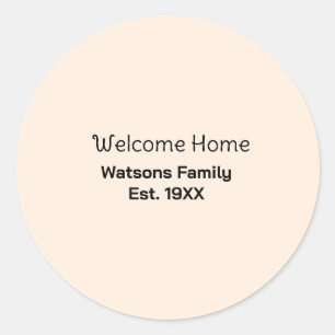 Welcome home family name est. Year guest house Classic Round Sticker