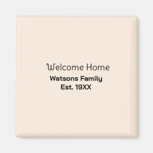 Welcome home family name est. Year guest house Magnet