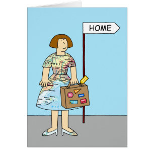 Welcome Home Female Traveller Cartoon