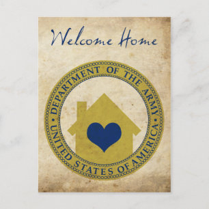 welcome home from the army (heart seal) postcard