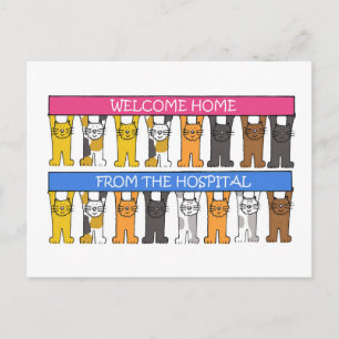 Welcome Home from the Hospital, Cartoon Cats. Postcard