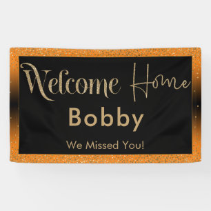 Welcome Home Gold Confetti, Bright Orange Banner