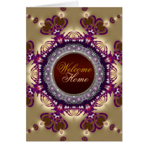 Welcome Home Gold Satin Twin Hearts Card