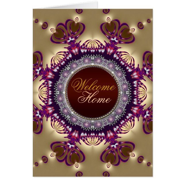 Welcome Home Gold Satin Twin Hearts Card (Front)