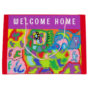 Welcome Home Greetings with art picture Large Gift Bag
