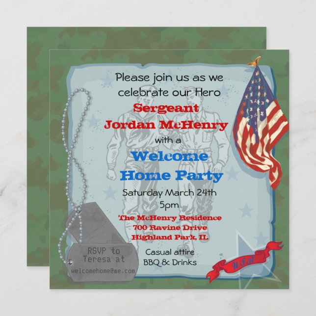 Welcome Home Hero Military Party Invitation (Front/Back)