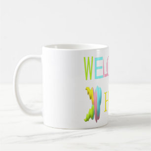 Welcome home in pinks blues yellow lite colours coffee mug