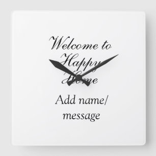 Welcome home lake beach house inauguration name square wall clock