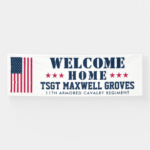 Welcome Home Military Banner with USA Flag