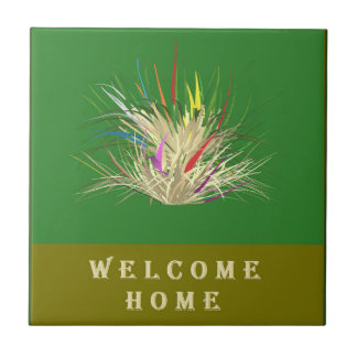 Welcome home mixed art patterns purple black ceramic tile