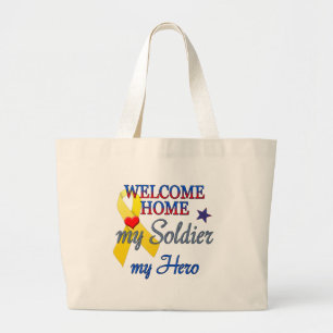 Welcome Home My Soldier My Hero Large Tote Bag