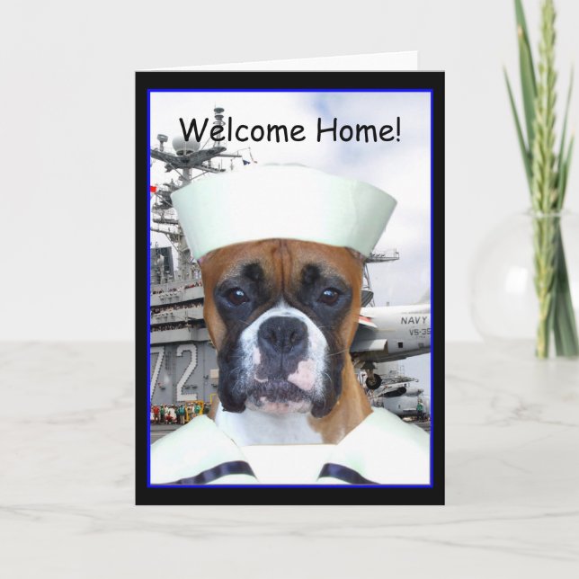 Welcome Home Navy sailor boxer greeting card (Front)