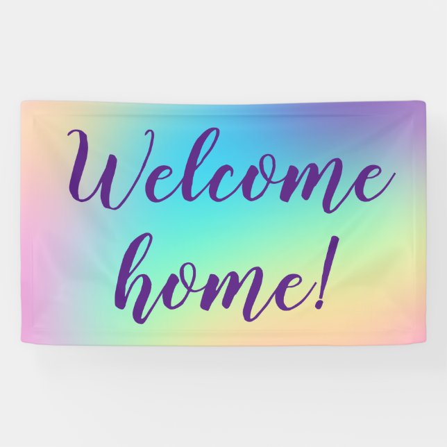 Welcome Home! Pastel Rainbow Banner (Horizontal)