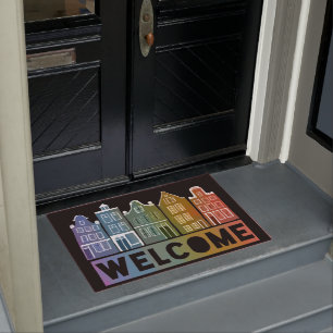 Welcome Home Rainbow Holland Amsterdam Colorful Doormat