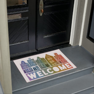 Welcome Home Rainbow Holland Amsterdam Colourful Doormat