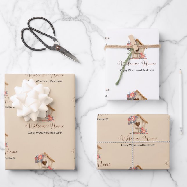 Welcome Home Realtor Congratulations Wrapping Paper Sheet (Front)