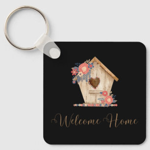 Welcome Home Realtor Personalised in Black Colour Key Ring