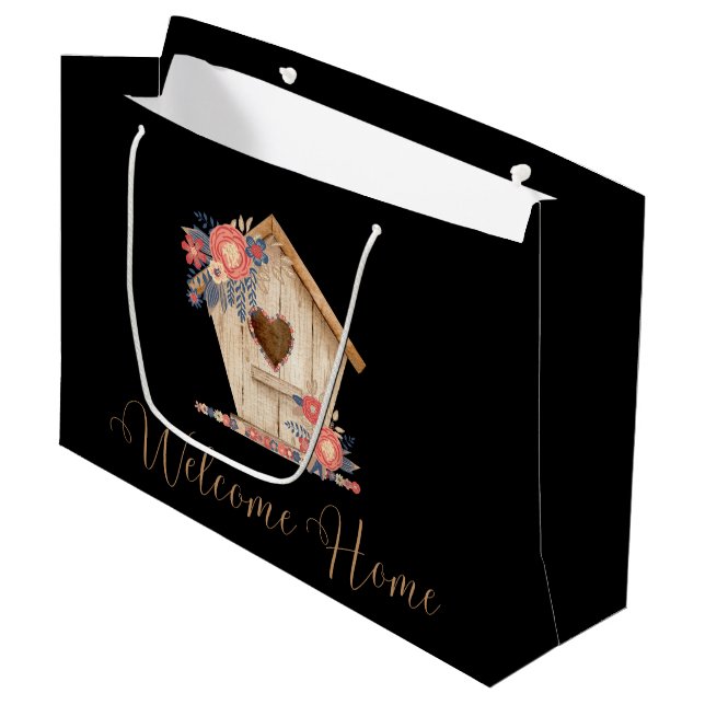 Welcome Home Realtor Personalised in Black Colour  Large Gift Bag (Front Angled)