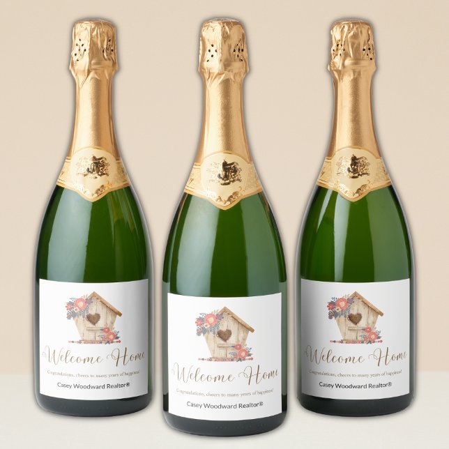 Welcome Home Realtor Personalised  Sparkling Wine Label (Creator Uploaded)