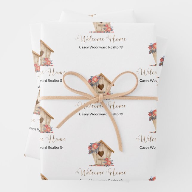 Welcome Home Realtor Personalised Wrapping Paper Sheet (In situ)