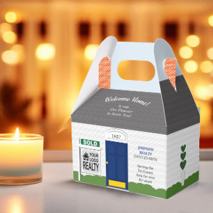 Welcome Home Realtor Sign Blue Door Favour Box