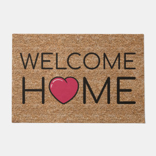Welcome Home Red Heart Coir Texture Doormat