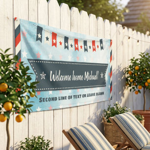 Welcome Home Red white and Blue Stars and Stripes Banner