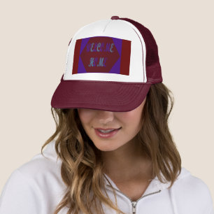 Welcome home red wine and royal blue coloured trucker hat