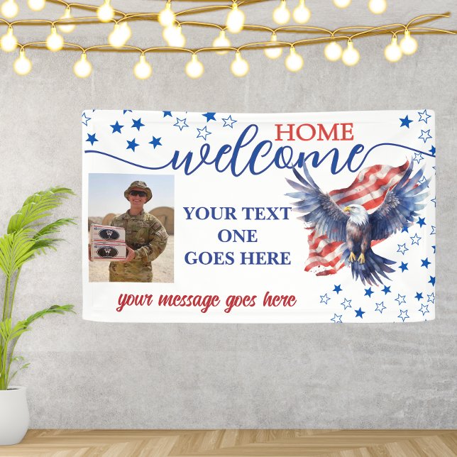 Welcome Home Soldier stars & stripes Photo Custom Banner (Creator Uploaded)