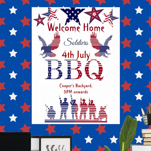 Welcome Home Soldiers 4th July BBQ Flying Eagles  Poster (Welcome Home Soldiers 4th July BBQ Flying Eagles Poster)