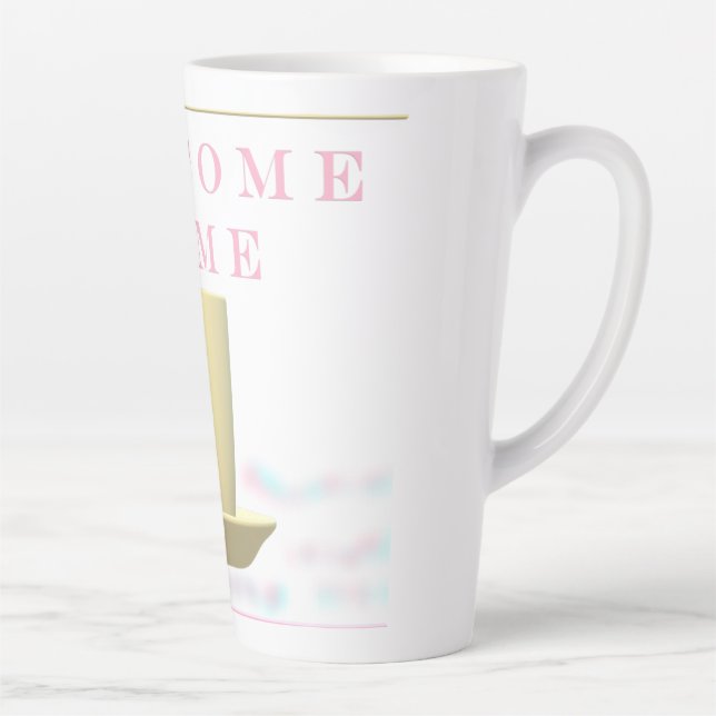 WELCOME HOME TEACUP DESIGN IN PASTEL COLORS LATTE MUG (Right)