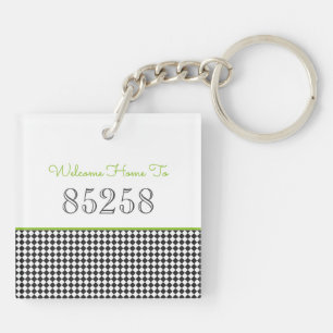 Welcome Home to ZIP CODE Black Green Classic Key Ring