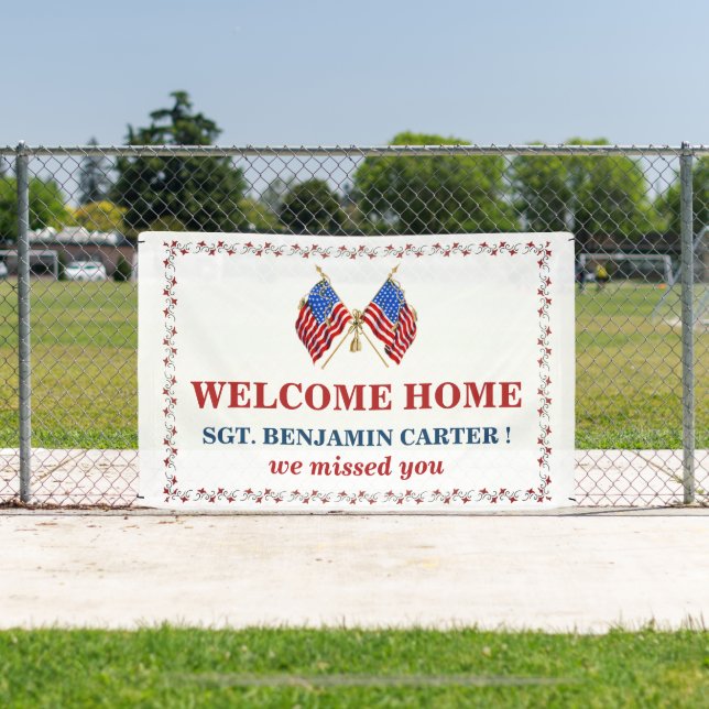  Welcome Home USA Flag Military Army Marine  Banner (Insitu)