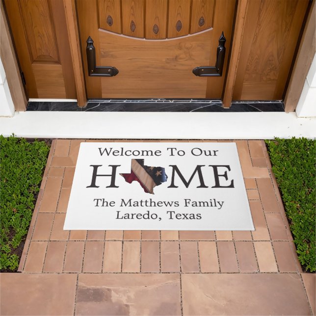 Welcome Home USA Flag Texas Map Doormat (Outdoor)