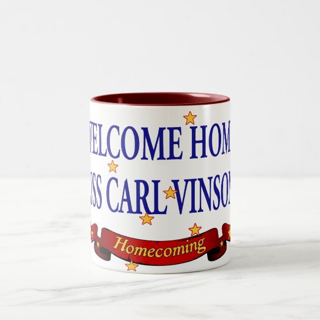 Welcome Home USS Carl Vinson Two-Tone Coffee Mug (Center)