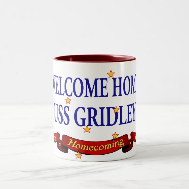Welcome Home USS Gridely Two-Tone Coffee Mug (Center)