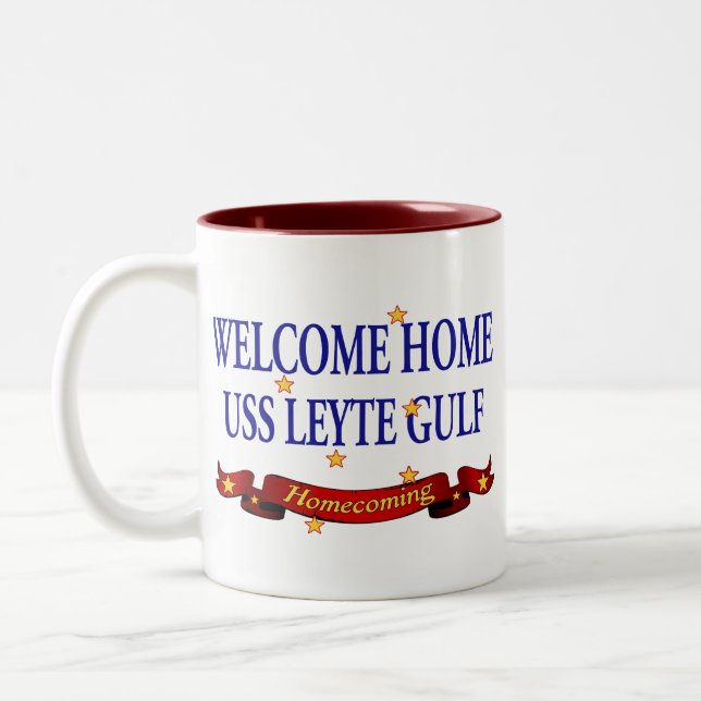 Welcome Home USS Leyte Gulf Two-Tone Coffee Mug (Left)