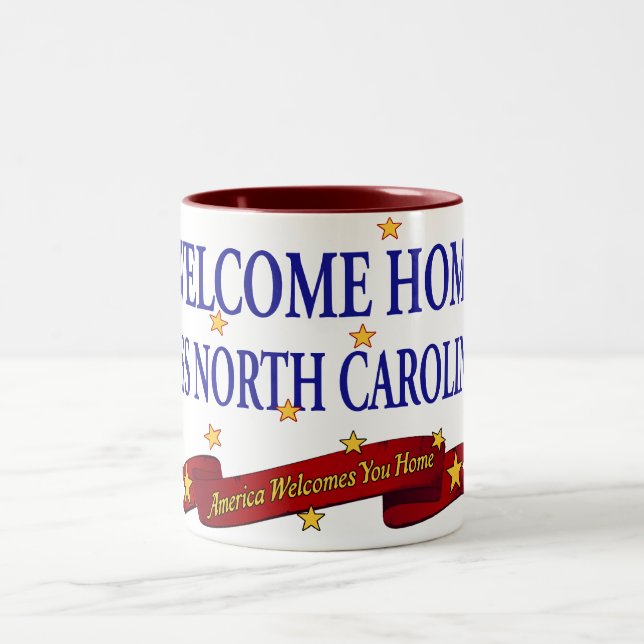 Welcome Home USS North Carolina Two-Tone Coffee Mug (Center)