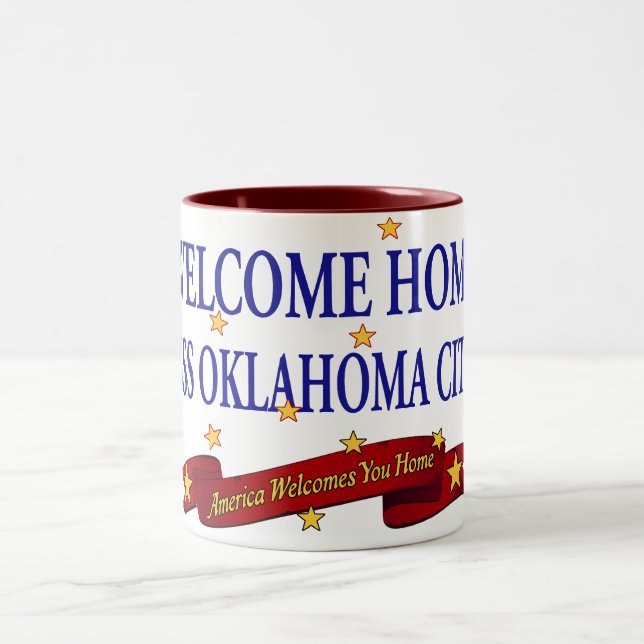 Welcome Home USS Oklahoma City Two-Tone Coffee Mug (Center)