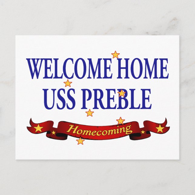 Welcome Home USS Preble Postcard (Front)