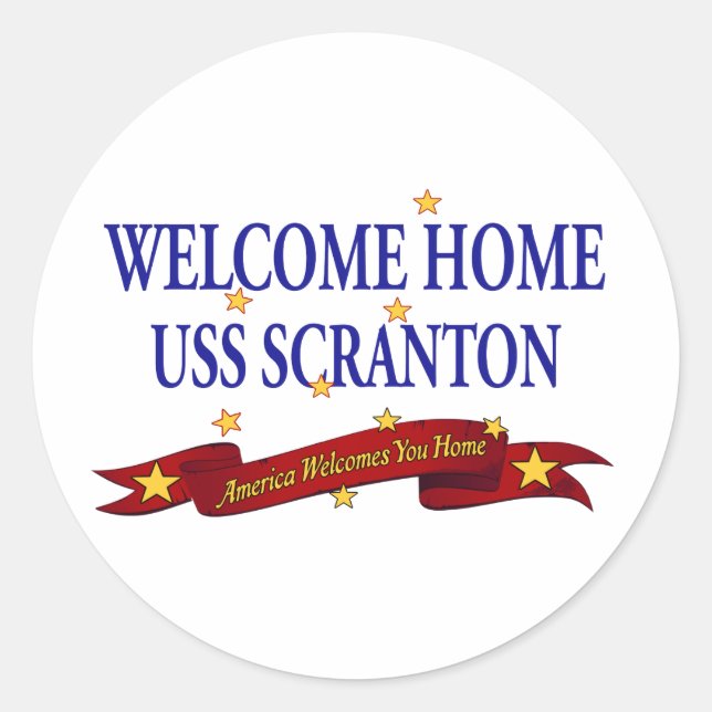 Welcome Home USS Scranton Classic Round Sticker (Front)